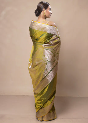 Green Katan Silk Saree With Blouse Piece