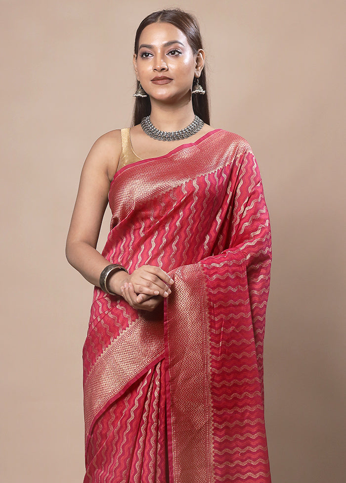 Red Kora Silk Saree With Blouse Piece