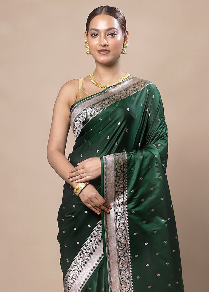 Green Katan Silk Saree With Blouse Piece