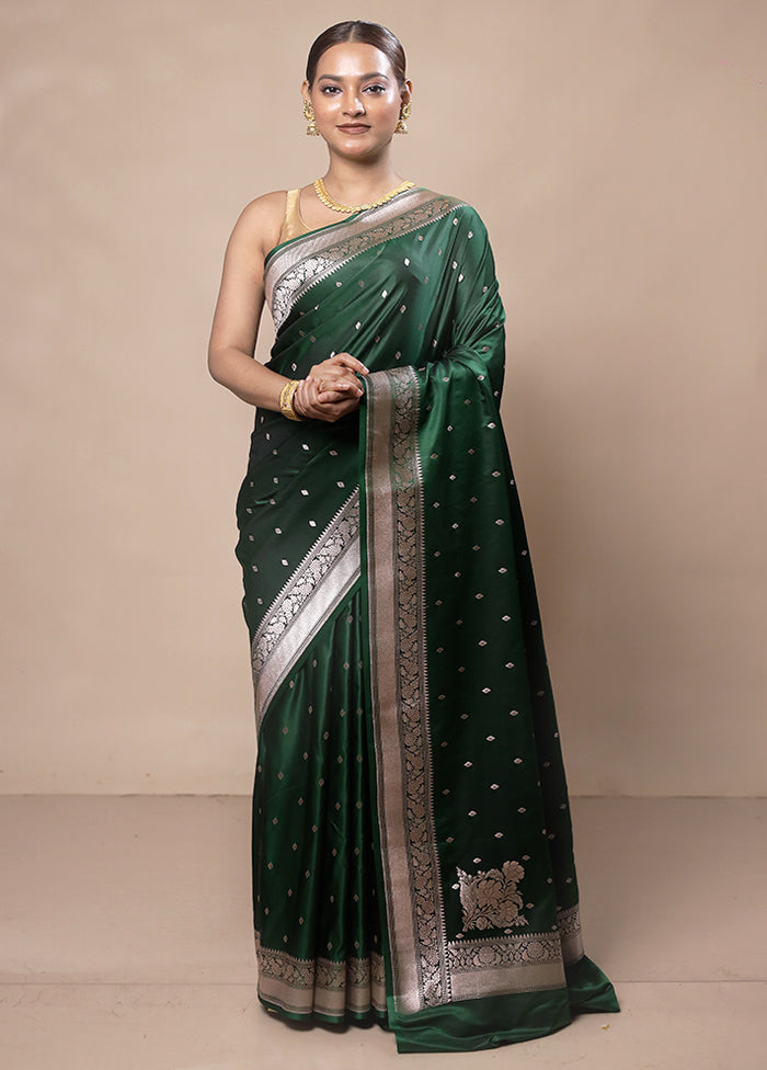 Green Katan Silk Saree With Blouse Piece