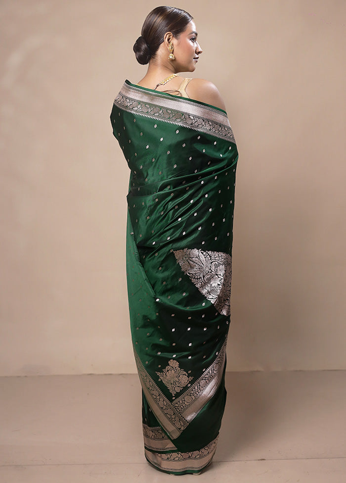 Green Katan Silk Saree With Blouse Piece