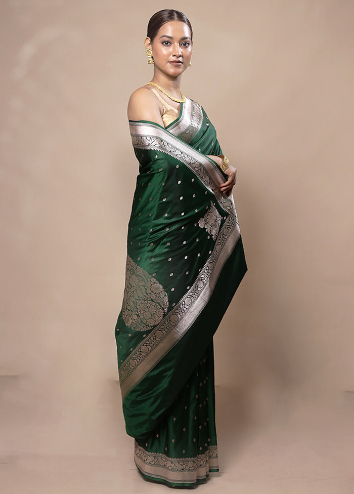 Green Katan Silk Saree With Blouse Piece