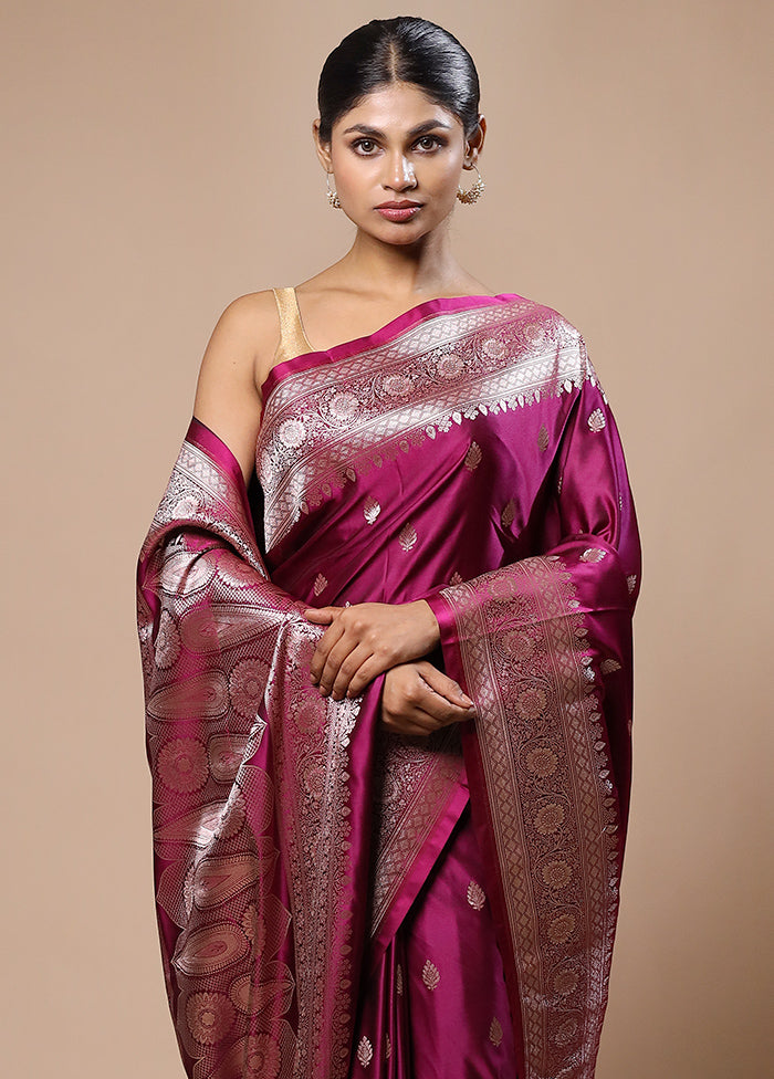 Purple Katan Silk Saree With Blouse Piece