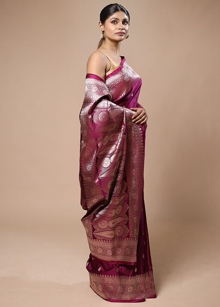 Purple Katan Silk Saree With Blouse Piece