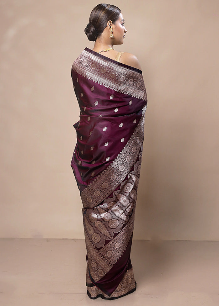 Purple Katan Silk Saree With Blouse Piece