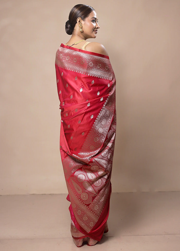 Red Katan Silk Saree With Blouse Piece