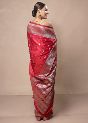 Red Katan Silk Saree With Blouse Piece