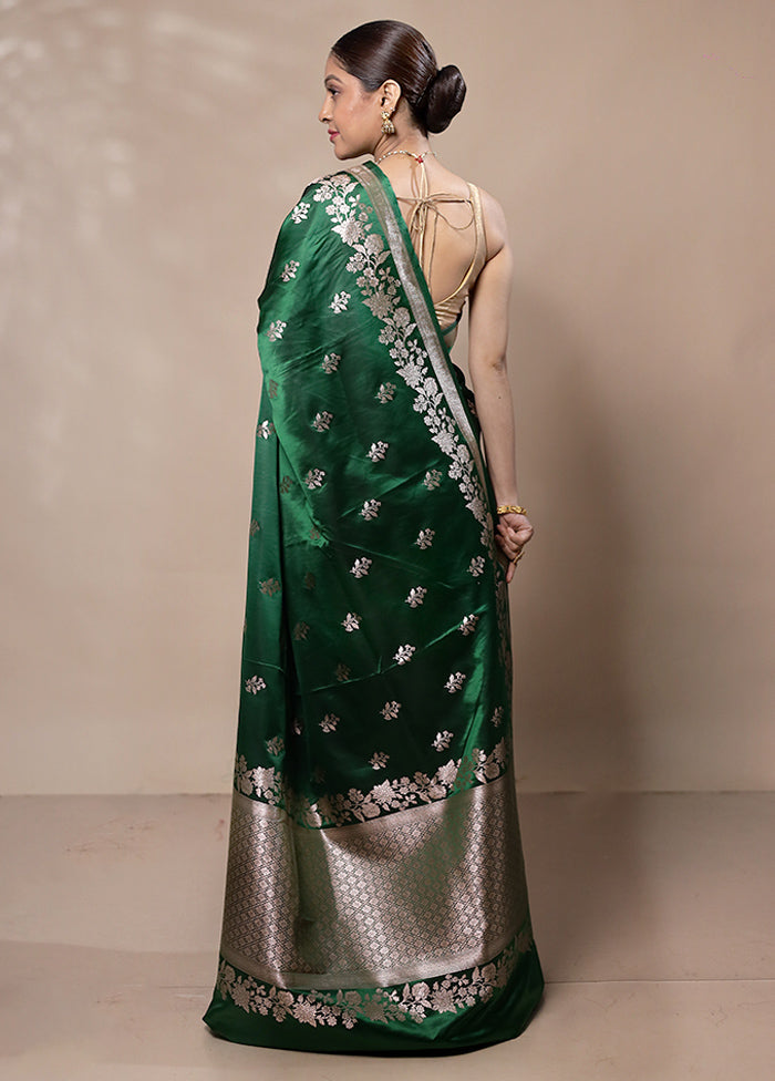 Green Katan Silk Saree With Blouse Piece