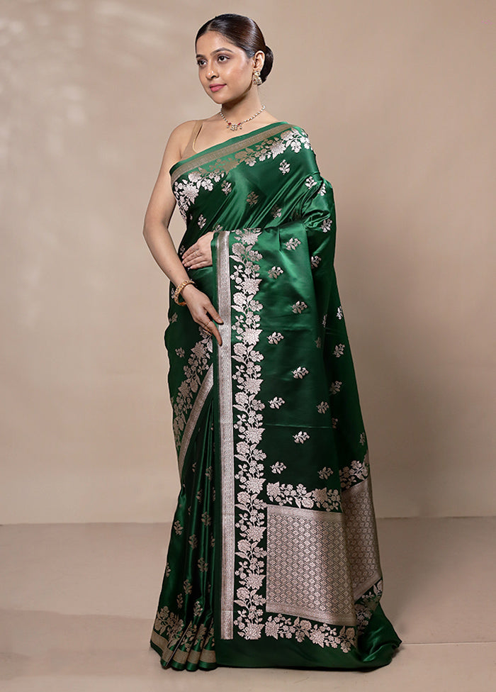 Green Katan Silk Saree With Blouse Piece