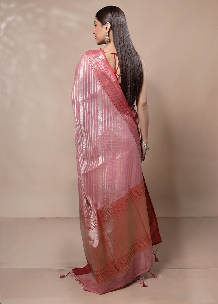 Pink Kora Silk Saree With Blouse Piece