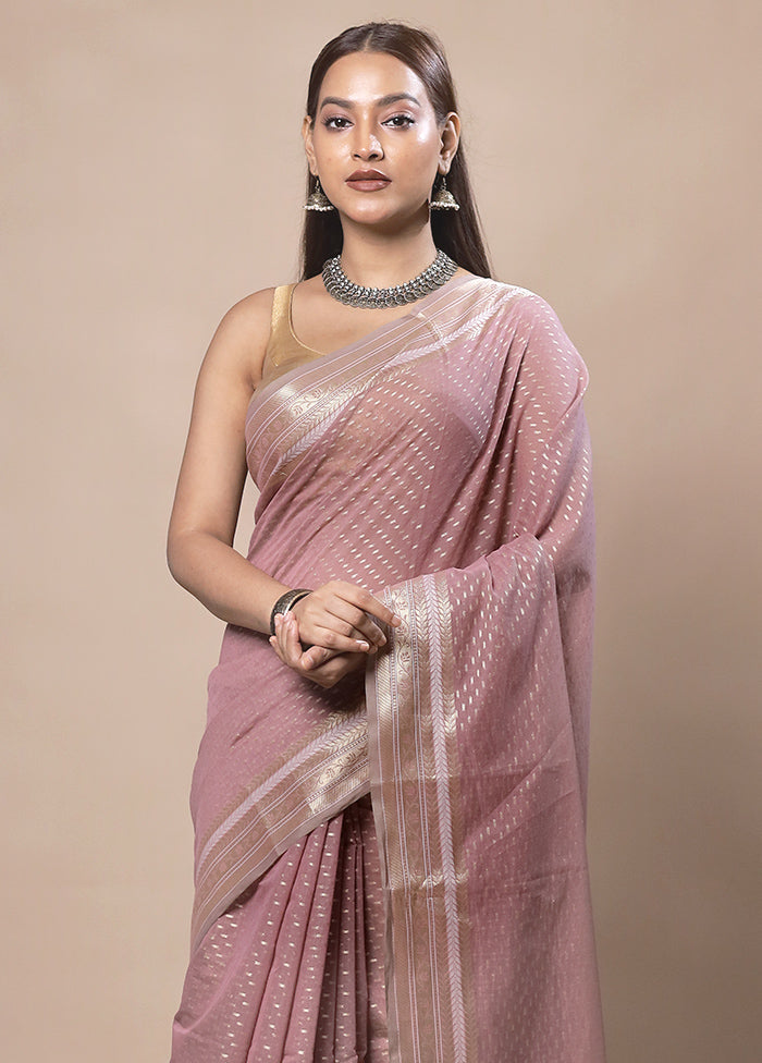 Pink Kora Silk Saree With Blouse Piece