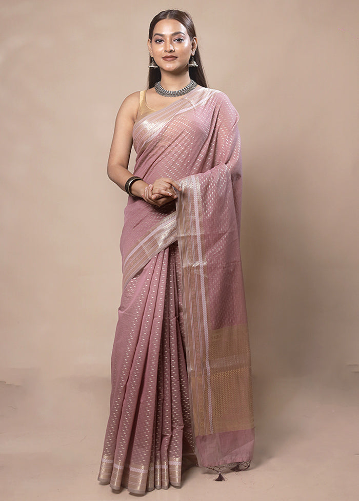 Pink Kora Silk Saree With Blouse Piece