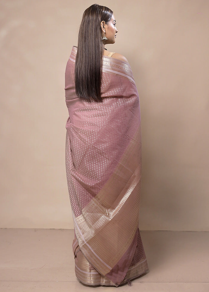 Pink Kora Silk Saree With Blouse Piece