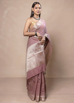 Pink Kora Silk Saree With Blouse Piece