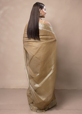 Yellow Kora Silk Saree With Blouse Piece