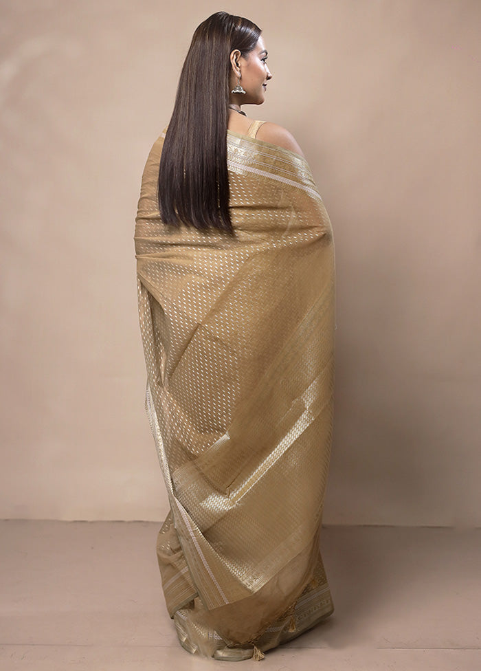 Yellow Kora Silk Saree With Blouse Piece