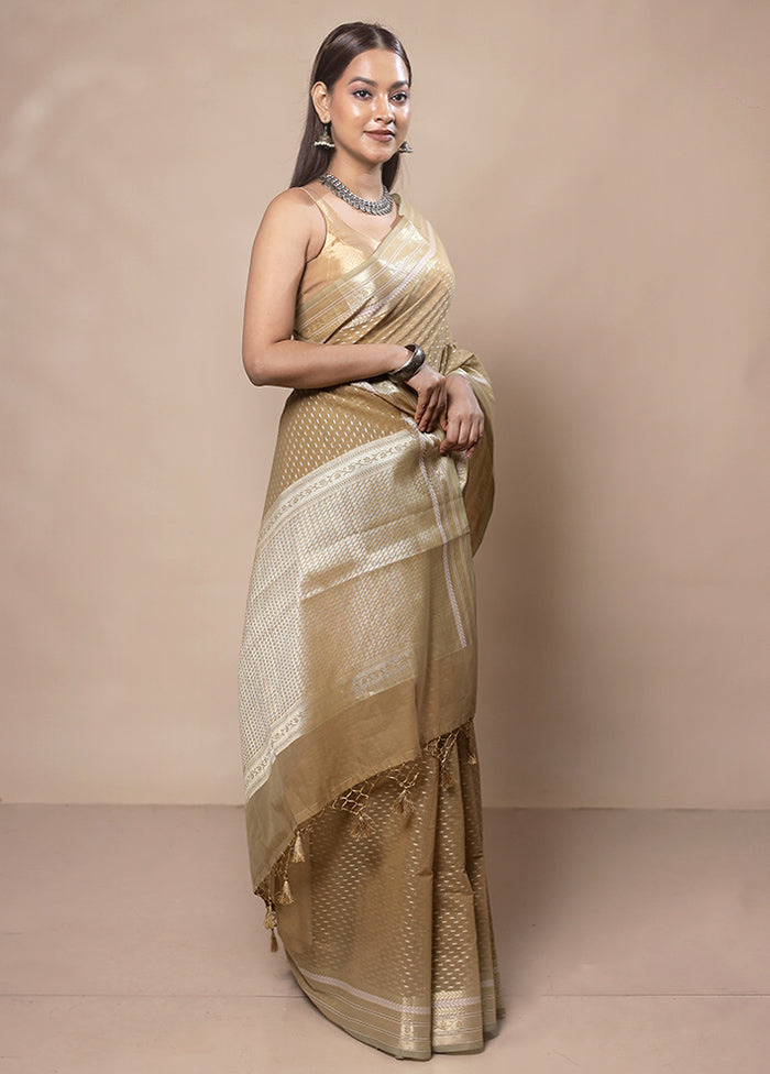 Yellow Kora Silk Saree With Blouse Piece