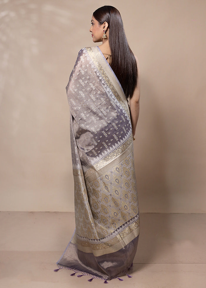 Grey Tissue Silk Saree With Blouse Piece