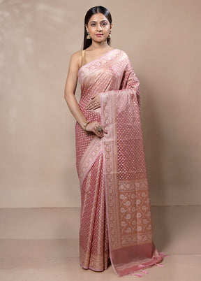 Pink Tissue Silk Saree With Blouse Piece