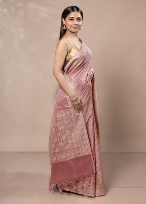 Pink Tissue Silk Saree With Blouse Piece