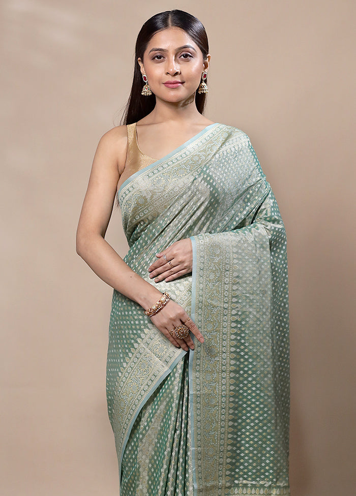 Green Tissue Silk Saree With Blouse Piece