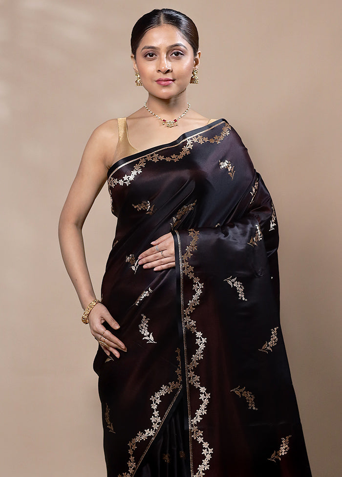 Maroon Banarasi Silk Saree With Blouse Piece