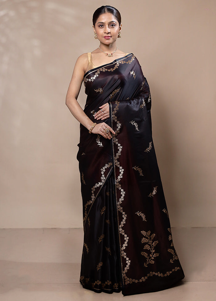 Maroon Banarasi Silk Saree With Blouse Piece