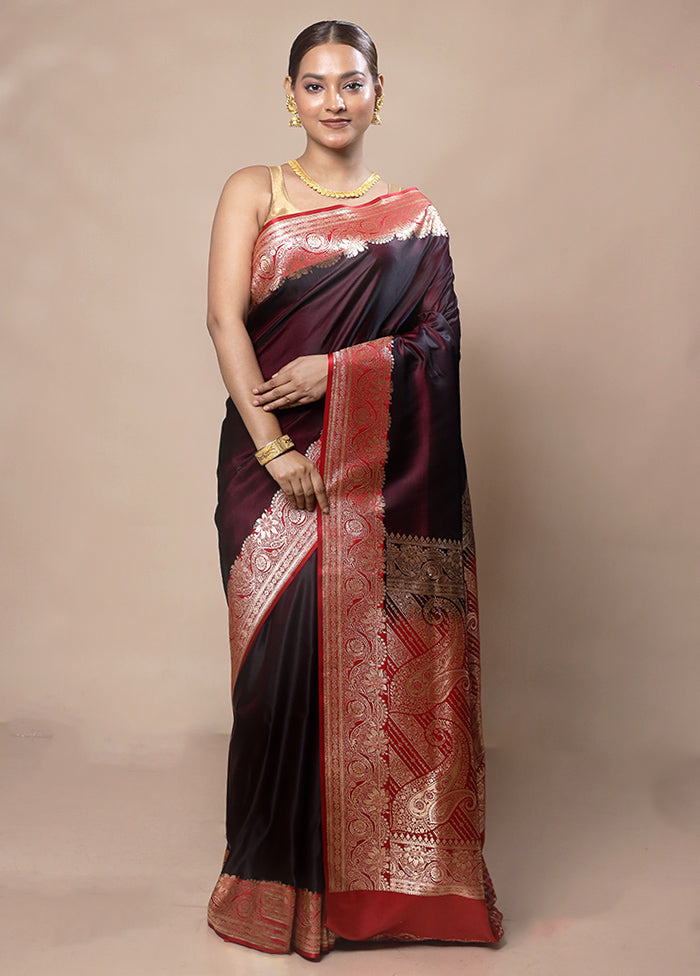 Purple Banarasi Silk Saree With Blouse Piece