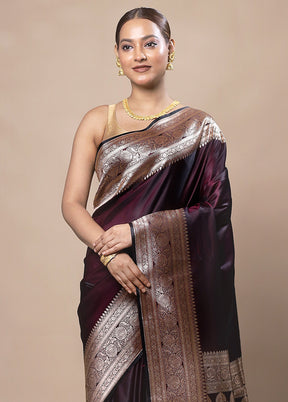 Purple Banarasi Silk Saree With Blouse Piece