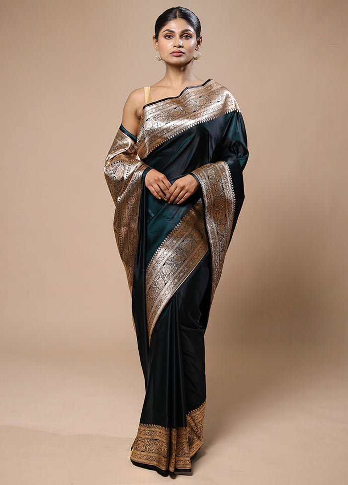 Green Banarasi Silk Saree With Blouse Piece