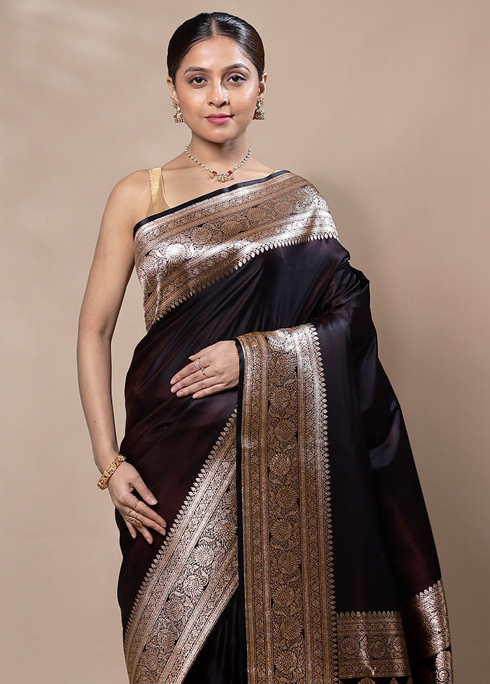 Maroon Banarasi Silk Saree With Blouse Piece