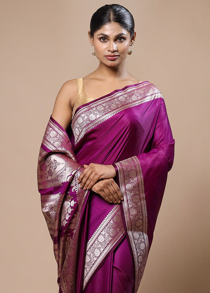 Purple Katan Silk Saree With Blouse Piece