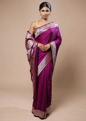 Purple Katan Silk Saree With Blouse Piece