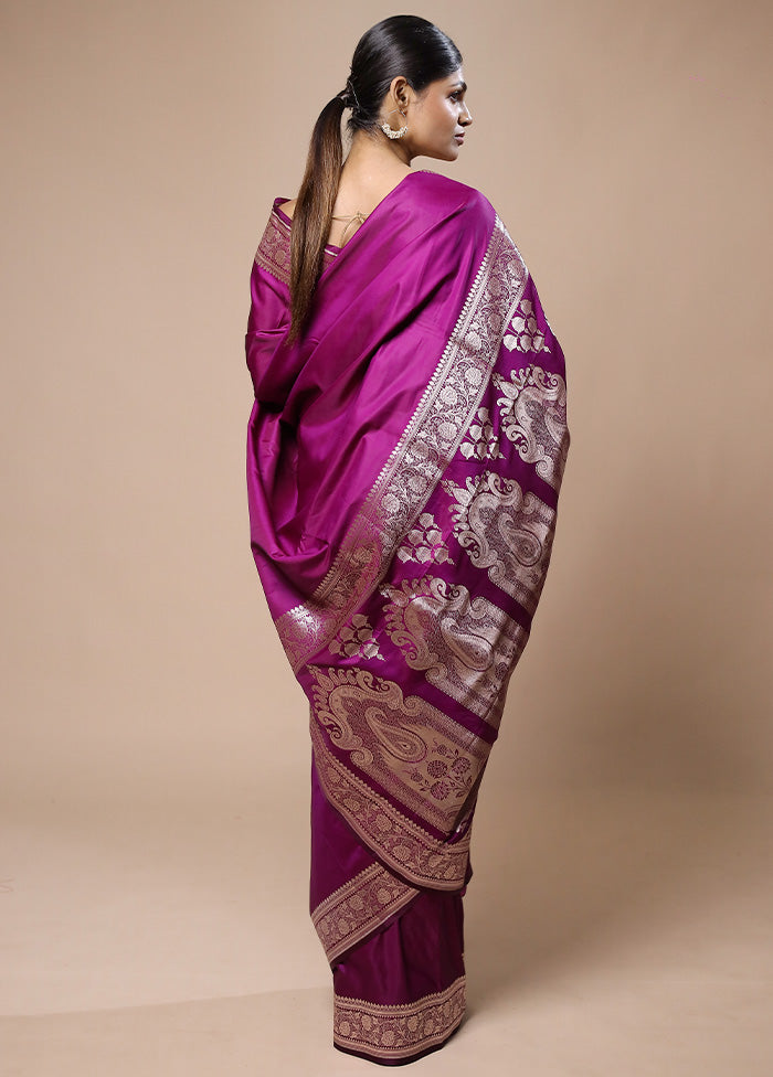 Purple Katan Silk Saree With Blouse Piece