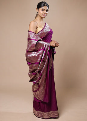 Purple Katan Silk Saree With Blouse Piece