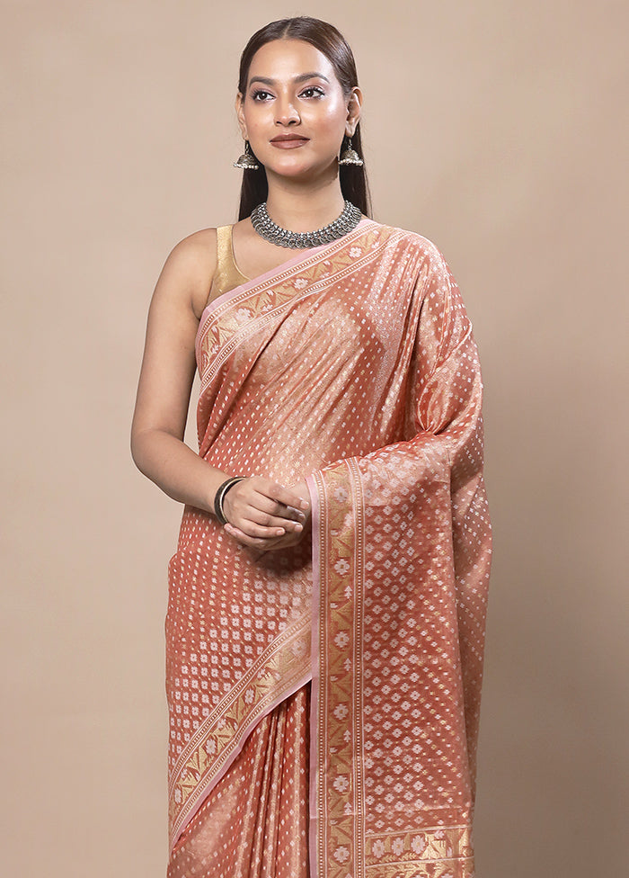 Orange Tissue Silk Saree With Blouse Piece