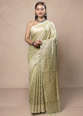 Green Tissue Silk Saree With Blouse Piece