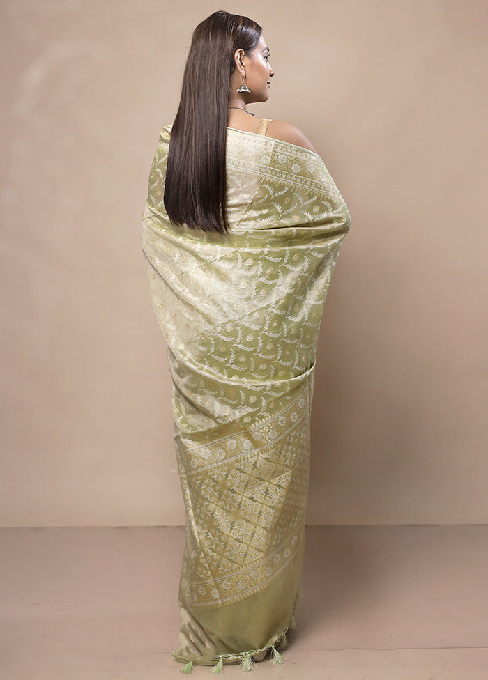 Green Tissue Silk Saree With Blouse Piece