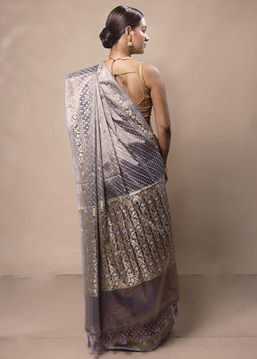 Grey Tissue Silk Saree With Blouse Piece