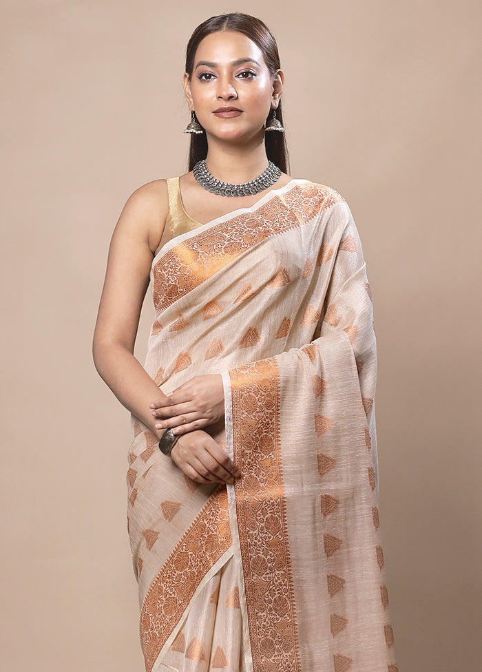 White Tissue Silk Saree With Blouse Piece