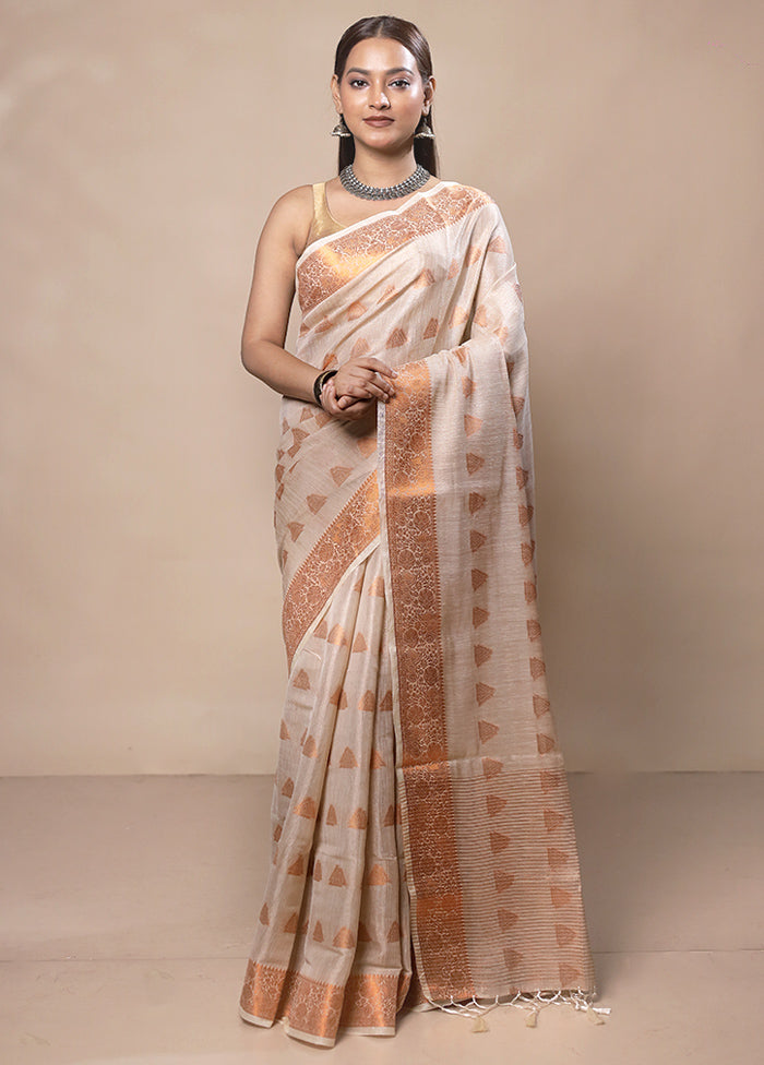 White Tissue Silk Saree With Blouse Piece