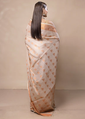 White Tissue Silk Saree With Blouse Piece