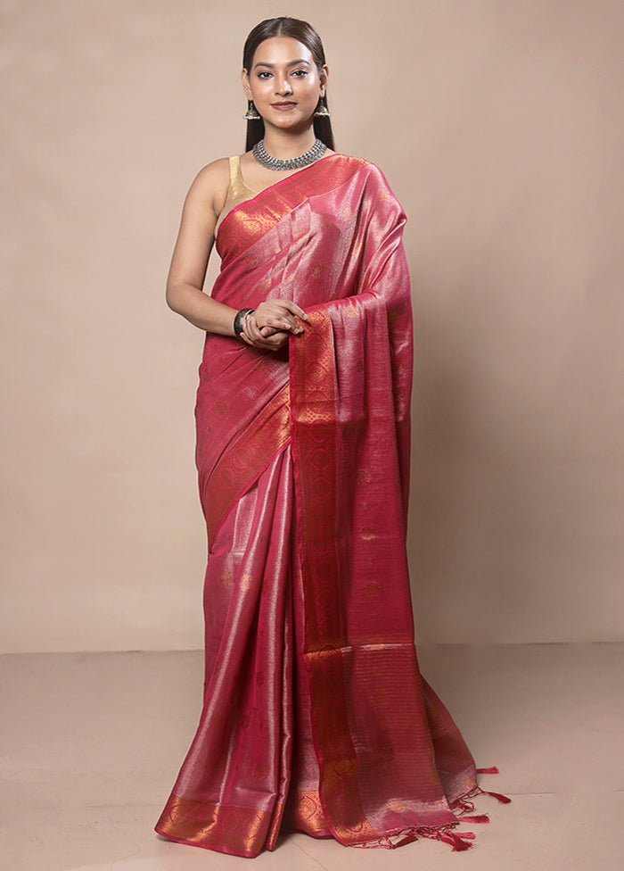 Red Tissue Silk Saree With Blouse Piece