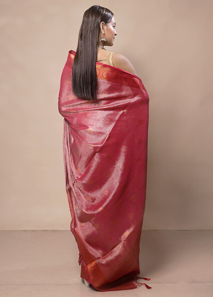 Red Tissue Silk Saree With Blouse Piece