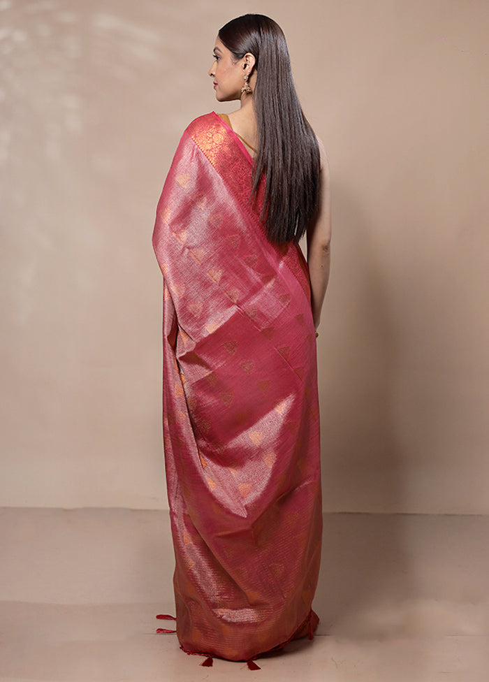 Red Tissue Silk Saree With Blouse Piece