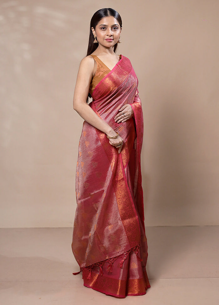 Red Tissue Silk Saree With Blouse Piece