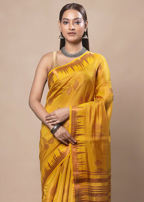 Yellow Tissue Silk Saree With Blouse Piece