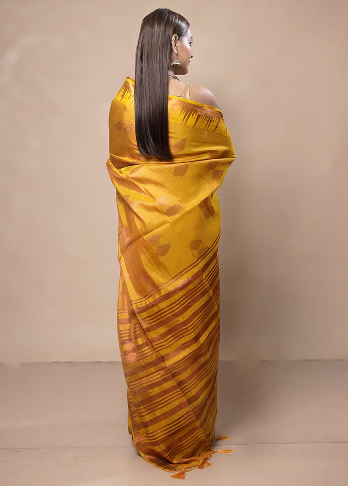 Yellow Tissue Silk Saree With Blouse Piece