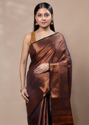 Rust Tissue Silk Saree With Blouse Piece