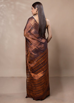 Rust Tissue Silk Saree With Blouse Piece